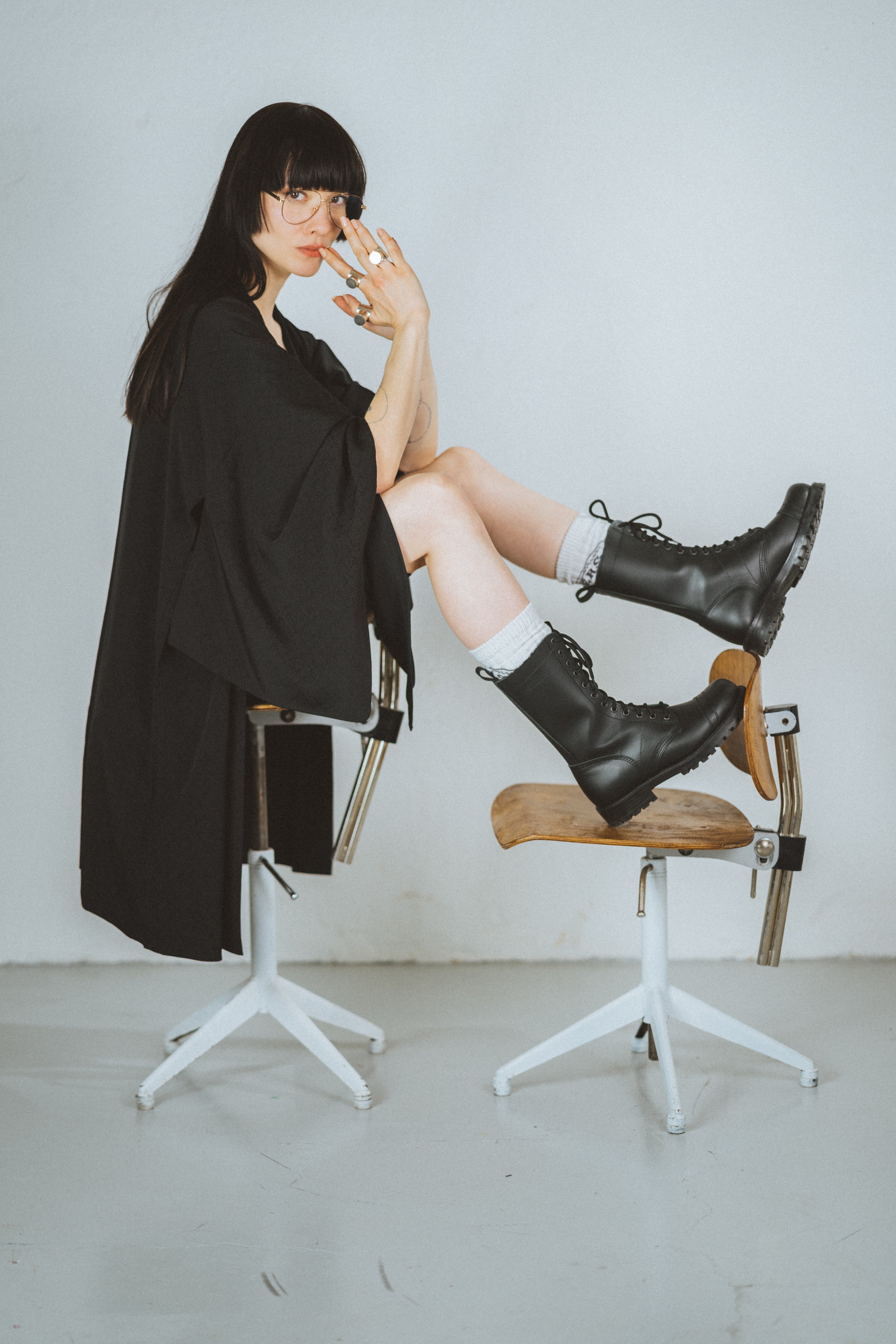 516 aka High Aviator Boots - Black